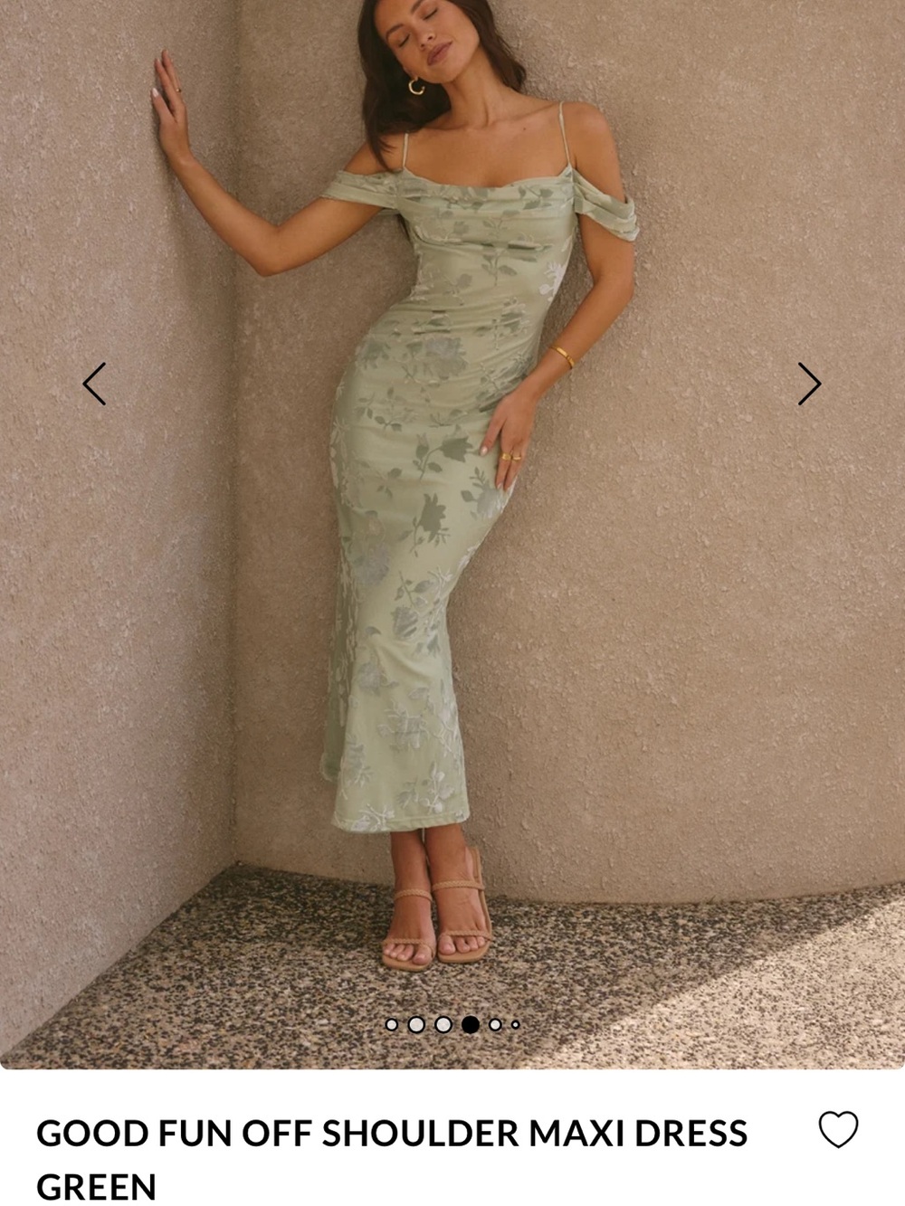 Off-Shoulder Maxi Dress - Green